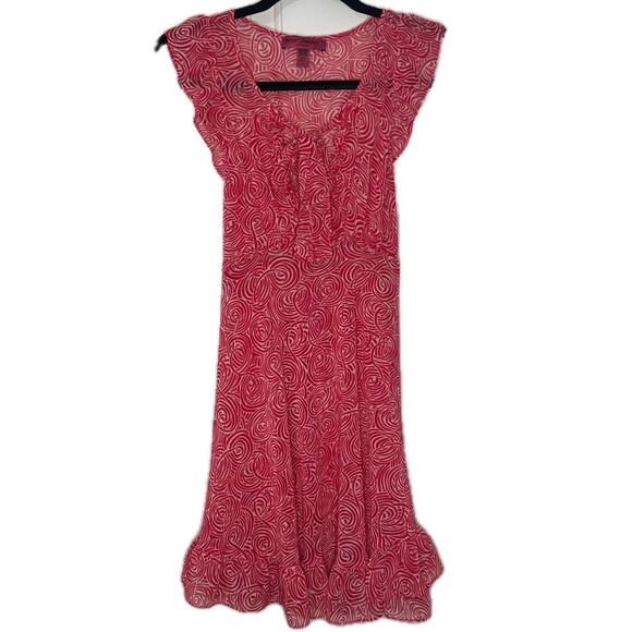 Betsey Johnson Intimates Sheer Babydoll Nightgown Pink Ruffles Tie Bow Pattern - Picture 1 of 6